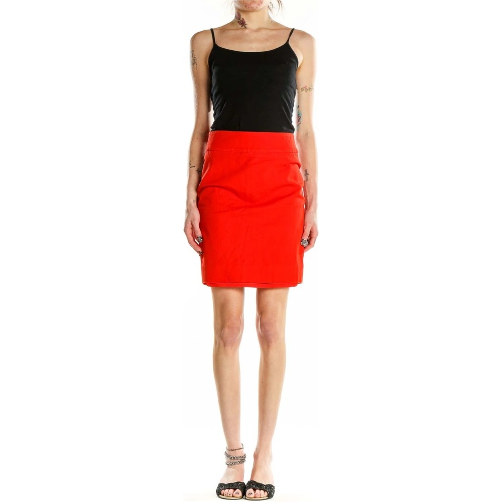 J. Crew The Pencil Skirt Red Orange Size 12 Knee Length Classic Business NWOT